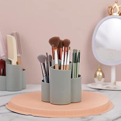 Yesesion Plastic Makeup Brush Holder for Desk, Round Cosmetics Brushes  Organizer with 4 Compartment, Storage Cup for Lipsticks, Hair Accessories