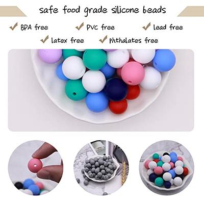 100Pcs Silicone Beads, 12mm Silicone Beads Bulk Round Gray