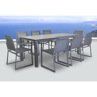 Bellini Home And Gardens Primavera Dark Grey 9 Piece Aluminum Outdoor Dining Set With Sling Set In Carbon Yahoo Shopping