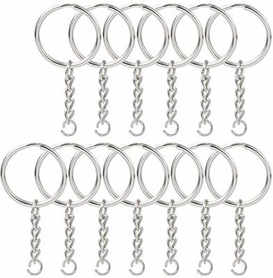 150 Pcs NANSSY 1 Inch/25mm Split Keyrings with Chain Silver