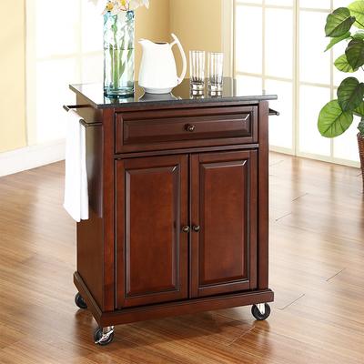 LaFayette Natural Wood Top Portable Kitchen Island in Black Finish