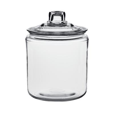 Anchor Clear Glass Cracker Jar with Brushed Aluminum Lid, 1 gal