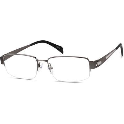 Zenni Men's Rectangle Prescription Glasses Half-Rim Gray Titanium