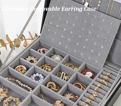  Vickey Large Jewelry Box for Women,2 Layer Black Jewelry  Organizer Box Mens Jewelry Box Organizer for Women Jewelry Storage  Organizer Box for Ring Earring Organizer Necklace and Bracelet Organizer  Box 