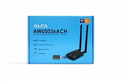 USB WiFi Adapter AC1200 - High Gain Dual Antenna 802.11ac/a/b/g/n for  Windows, Mac - Dual Band 2.4GHz/300Mbps 5GHz/867Mbps