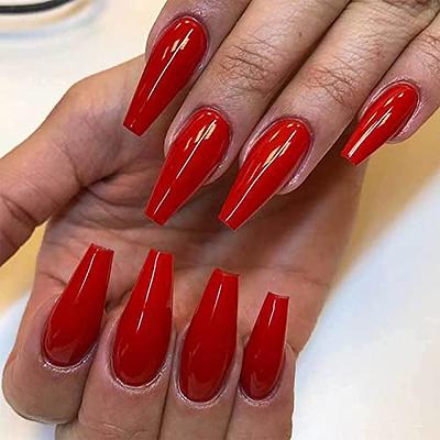 25 Stunning Red Coffin Nails Design- 2023 | Fabbon