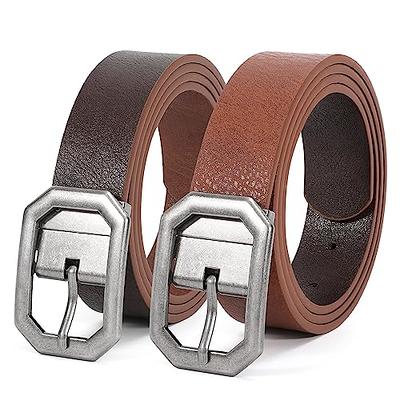 Women Belts for Jeans, JASGOOD Ladies Leather Brown Belts for