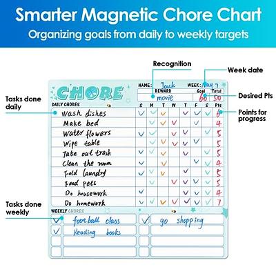 Chore Board | 12x17 Magnetic Dry Erase Chore Chart Reward Chart for Kids  and Adults with 4 Dry Erase Markers | Chore Chart for Kids Multiple Kids