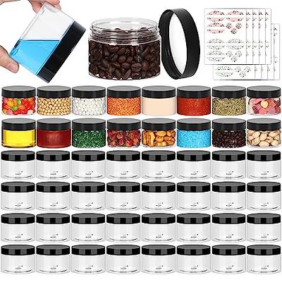 Slime Containers with Water-tight Lids (6 oz, 12 Pack) - Clear Plastic Food  Storage Jars - Great for your slime kit - BPA Free (Black) 