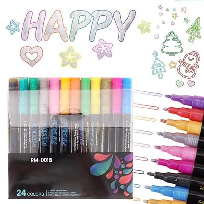 Double Line Outline Pens 12 Colors Outline Metallic Markers Glitter Outline  Pens Writing Drawing Pe