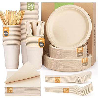 20 Pack Compostable 9 Paper Plates White Heavy Duty Party Plates  Eco-Friendly