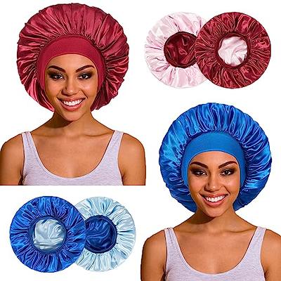 Silk Satin Bonnet, Hair Wrap Adjustable Sleep Cap Satin Bonnet Silk Bonnet  for Sleeping Silk Sleep Cap Double Layer Hair Bonnet with Elastic Tie Band  for Curly Hair Night Cap Black Friday