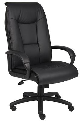 Boss Office Products Black Contemporary Ergonomic Adjustable Height Swivel  Upholstered Executive Chair