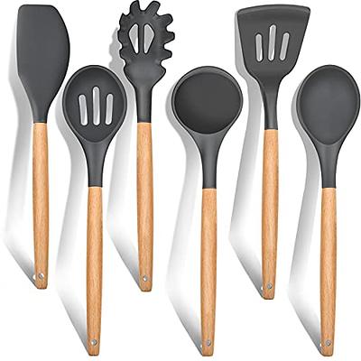 The Pioneer Woman Silicone Kitchen Utensils Set with Acacia Wood Handle - Gray - 1 Each