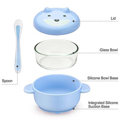 UpwardBaby Bowls with Suction - 4 Piece Silicone Set with Spoon