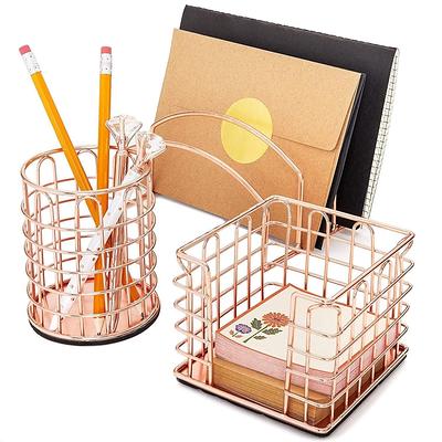 Rose Gold Desk Organizers and Accessories Office Supplies Set