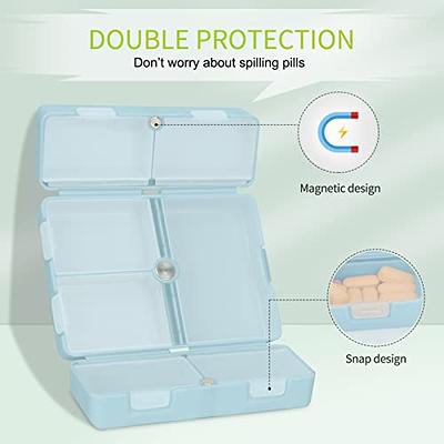 Cute Pill Organizer 2 Times a Day, AMOOS PU Leather Pill Case for Women,  Portable Weekly Pill Box for Purse with Storage Bag to Hold