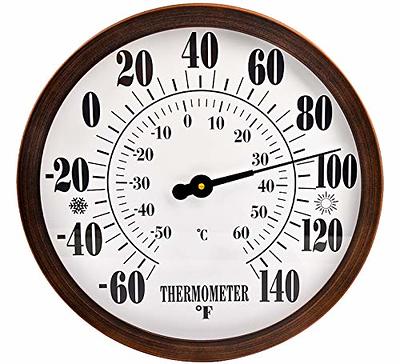 Large Diameter Round Analog Wall-Mount Thermometer With High-Contrast Dial