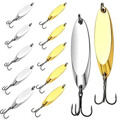 Elesunory 30 Pieces Fishing Spoons, 5 Sizes Treble Hooks Fishing