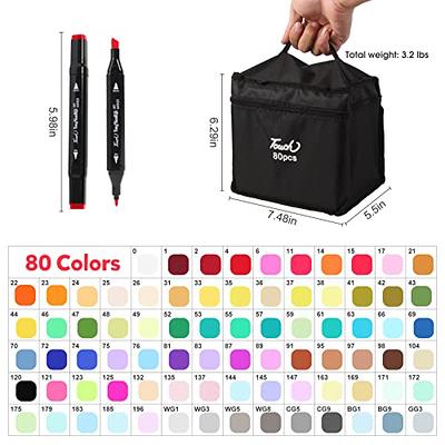 80 Color Alcohol Markers Set - Dual Tip, Vibrant Colors, Safe for Kids - 80  Pack