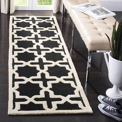 Black & White Cotton Door mat Rug Indoor Outdoor - 2x3' Zig Zag