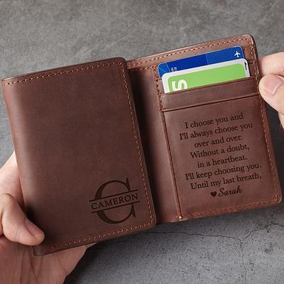 Personalized Trifold Wallet Mens Trifold Wallet Mens Gift Wallet