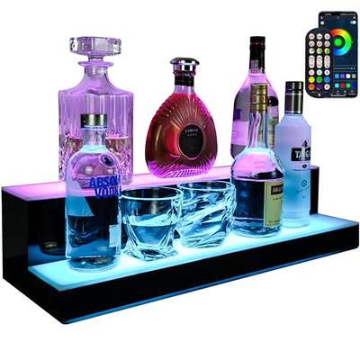 GOH&FTY LED Lighted Liquor Bottle Display Shelf,APP16/24in-2Step LED Bar  Shelf with Wireless Remote& Multicolor LED Light, Liquor Cabinet for Home Bar  Accessories,-24inche2 Tier - Yahoo Shopping