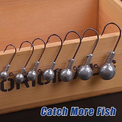 Round Head Jig Hooks, 20pcs Ball Head Fishing Hooks Unpainted Jig Heads for  Bass Trout Crappie Fishing Jigs Saltwater Freshwater 