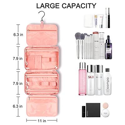 BAGSMART Toiletry Bag Hanging Travel Makeup Organizer with TSA Approved  Transparent Cosmetic Bag Makeup Bag for Full Sized Toiletries, Medium-Pink