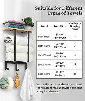 Luxspire Towel Racks Wall Mounted for Bathroom, Towel Holder Wall Mounted  with Wooden Floating Shelf & 3 Metal Hooks, Rolled Bath Towel and Hand  Towel Rack for Bathroom, Black + Wood - Yahoo Shopping