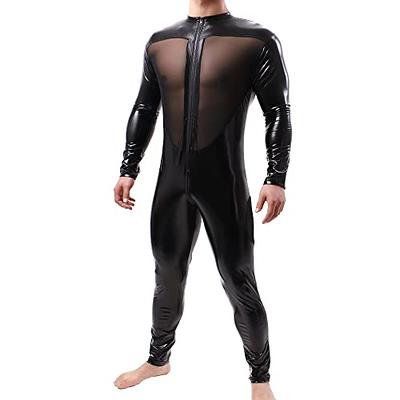 QiaTi Mens Latex Transparent Bodysuit Mens Full Body Leotard Long Sleeves  Unitard Faux Leather Bodysuit - Yahoo Shopping