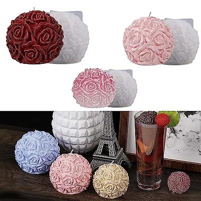 3 Pack Large Rose Flower Ball Mold Rose Ball Candle Mold Multiple