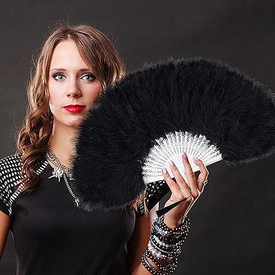 Natural Colorful Ostrich Feather Fan Big Hand Held Folding Plume Fan  Performance Dance Fans Party Stage Carnival Show Prop Decor