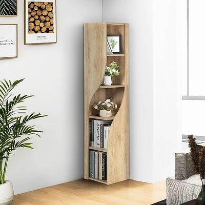 Wall Corner Bookcase Tall Bookshelf Storage Organizer 5 Tiers