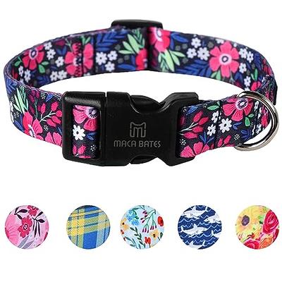 Dog Collar for Small Medium Large Dogs Pet Collars Girl Boy, PU Stamping  Leather Plaid Dogs Collar Adjustable Chihuahua Teacup Yorkie Puppy Collar