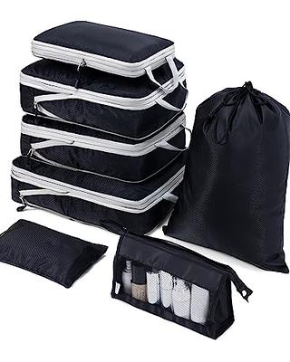 Compression Packing Cubes for Suitcases, SYCARON 7 Set Travel Packing  Organizers Bags Mesh Expandable Packing Cubes for Carry on Luggage with  Laundry