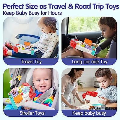 POLKRANE Toddler Montessori Travel Toys - Wooden Busy Board with LED  Light,Switch Toy for Baby Sensory