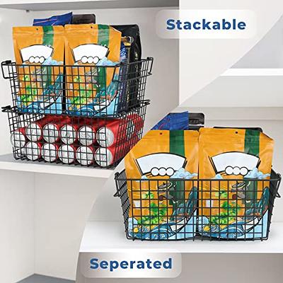 Vtopmart 4 Pack Clear Stackable Storage Organizer Bins with Bamboo Lids,  Large Plastic Containers with Handle for Pantry, Bathroom, Closet, Shelf