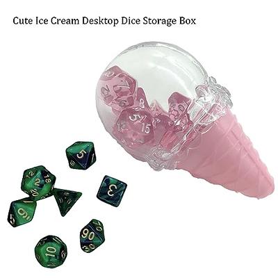 spansee Cute Ice Cream Desktop Dice Storage Box, Portable Dice