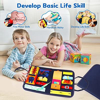 Toddler Busy Board for 1 Years Old, Montessori Learning Toys Busy Book for  Toddlers 1-3 Educational Activity Basic Dress Motor Skills, Kids Birthday