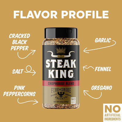 Fire & Smoke Society Steak King Steak Seasoning, BBQ Rub, 8.5 oz - Yahoo  Shopping