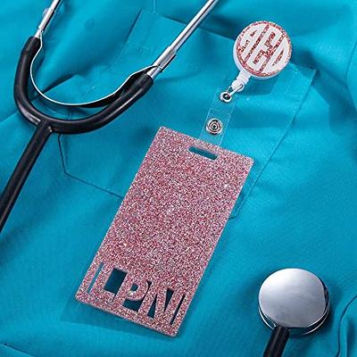  Plifal RN BSN Badge Buddy Card Nurse Nursing Accessories  Glitter Horizontal Badge Identification Tags : Office Products