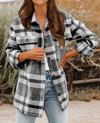 Flannel Blouson Long Sleeve Oversized Shirt