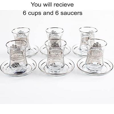 Vissmarta Vintage Turkish Tea Glasses Cups Saucers Set of 6 for Women  Glassware Drinking Party Teapot Style Teacups Moroccan Persian Coffee  Adults Fancy Decorative Tray Gold Drinkware (Decor3) - Yahoo Shopping