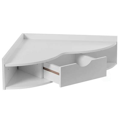 Folding Computer Desk with Storage Shelves, 360 Rotating L-Shape Corner Desk for Home Office Small Space - White