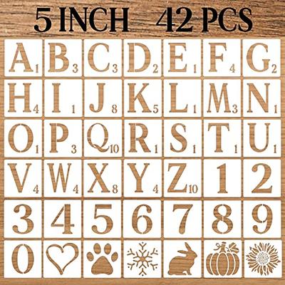 36 Pcs Large Alphabet Letter Stencils and Number Stencils,Reusable Letter  Stencils for Painting on Wood Wall Fabric Rock Chalkboard Glass (4 Inches)