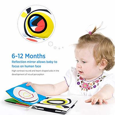 beiens Baby Toys 0-6 Months Tummy Time Crinkle Toys with Mirror Black and  White High