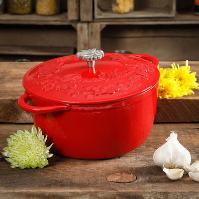 Lodge Cast Iron 6 Quart Enameled Cast Iron Dutch Oven, Red - Yahoo Shopping