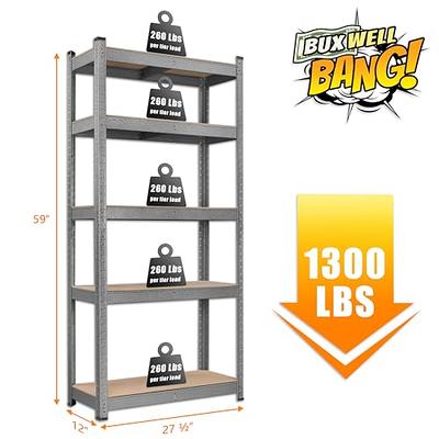 Prilinex Heavy Duty Storage Shelves - 35.5 W x 16 D x 71 H 5-Tier  Adjustable Metal Garage Shelving Unit, Standing Utility Shelf Racks for  Pantry