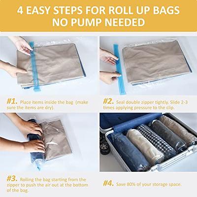 Hibag 12 Travel Compression Bags, Hibag 12-Pack Roll-Up Space Saver St